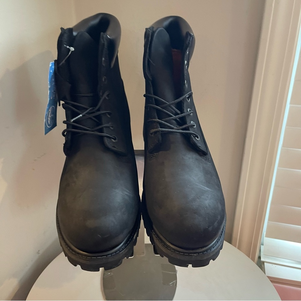 Waterproof Men's 6 Inch Tall Black Nubuck Leather Boots New - Picture 5 of 9